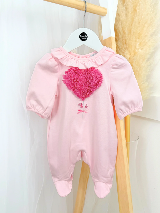 Mintini Baby Girl Pink Heart Babygrow (1M - 6M)