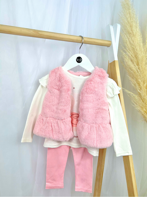 Girls 'Little Beauty' 3 Piece Gilet Outfit Set