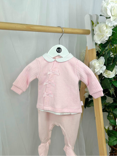 Tutto Piccolo Baby Girl Pink Bow Babygrow (0M-6M)