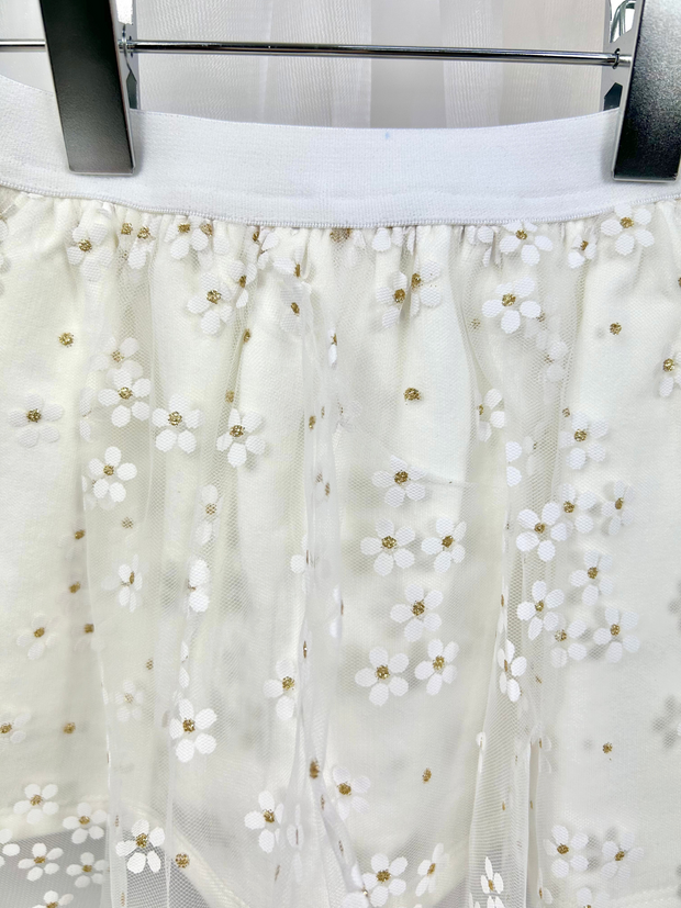 EMC Girls Cream Skirt With Daisy Tulle