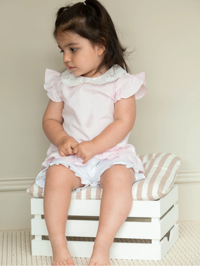 Mintini Girl Pink & White Short Set