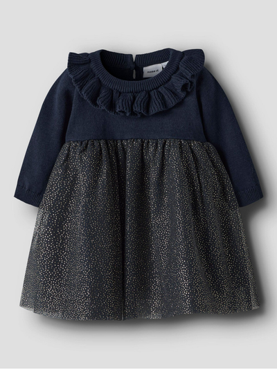 Name It Baby Girls Navy Knitted Tulle Dress (4M-18M)