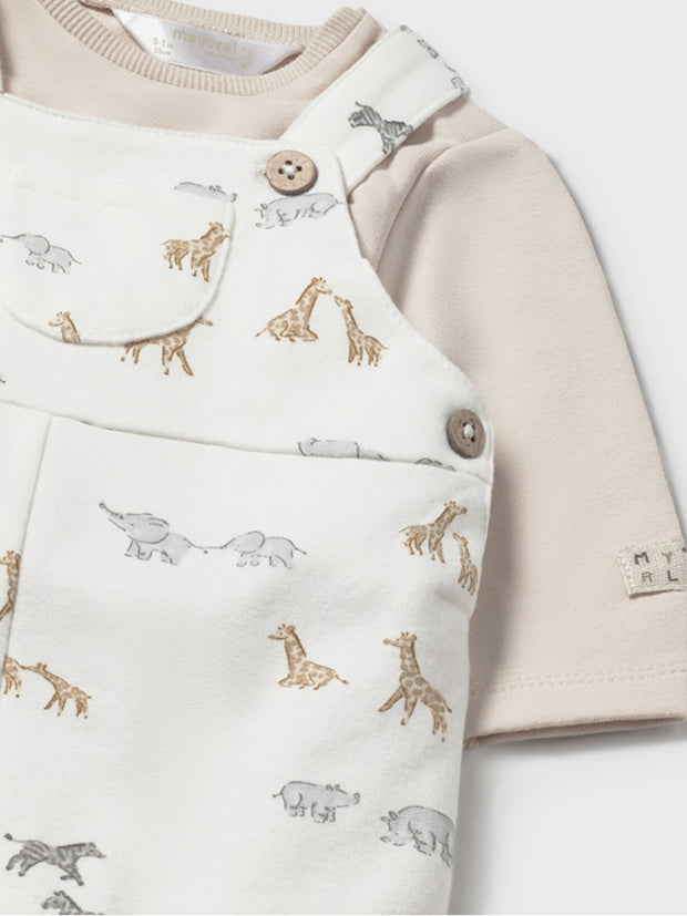 Mayoral Baby Boy Beige Animal Dungaree (1M-12M)
