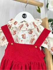 Girls Red Corduroy Pinafore Dress (3M-3Y)