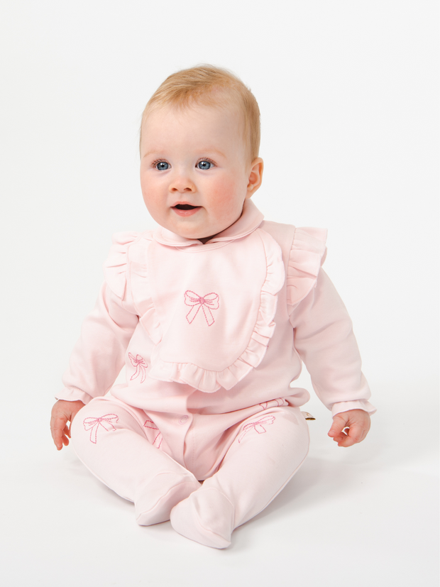 Caramelo Kids Bow Babygrow With Bib