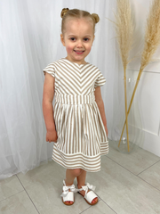 Mayoral Junior Girl Beige Stripe Dress