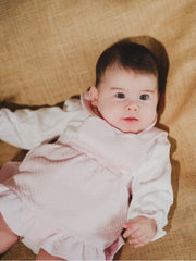 Deolinda Girls Pink Heart Dungaree Dress & Top (3M-18M)