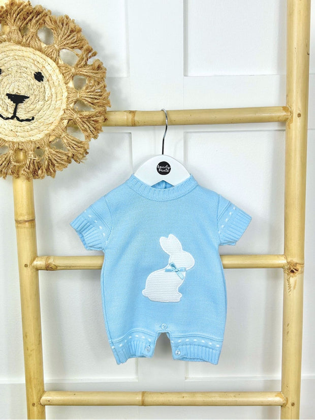 Blue Knitted Bunny Romper