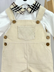 Deolinda Boys Cream Check Dungaree