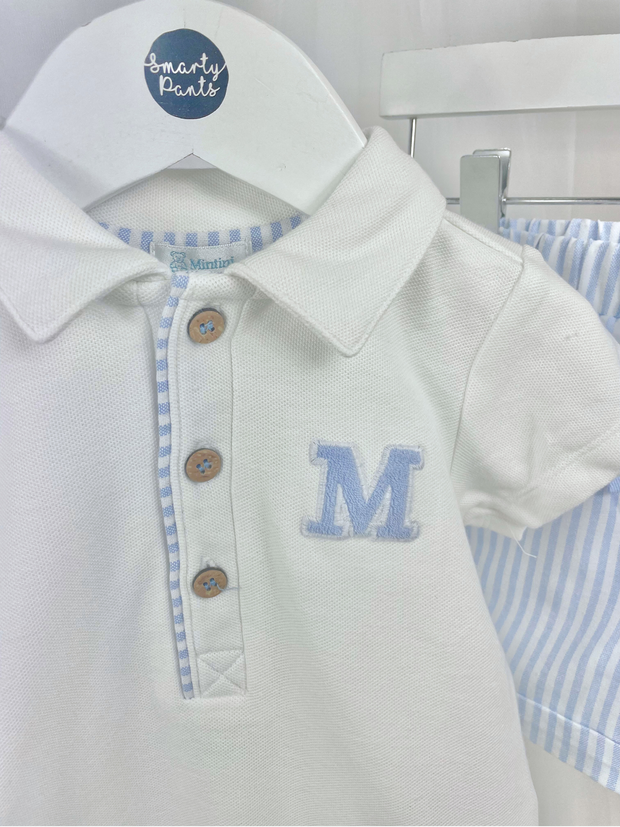 Mintini Toddler Boy Blue Stripe Top & Shorts Set