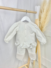 Toddler Girl Cream Bow Outfit Set