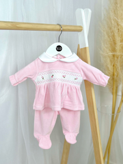 Pink Rose Smocked Outfit Set