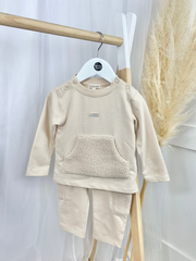 Mintini Beige Tracksuit With Fleece Pocket