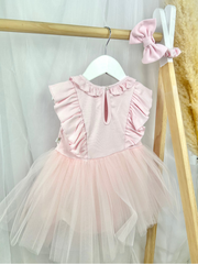 Caramelo Girls Pink Tulle Dress - with headand