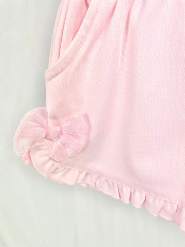 Mintini Baby Girl Pink Bow Short Set