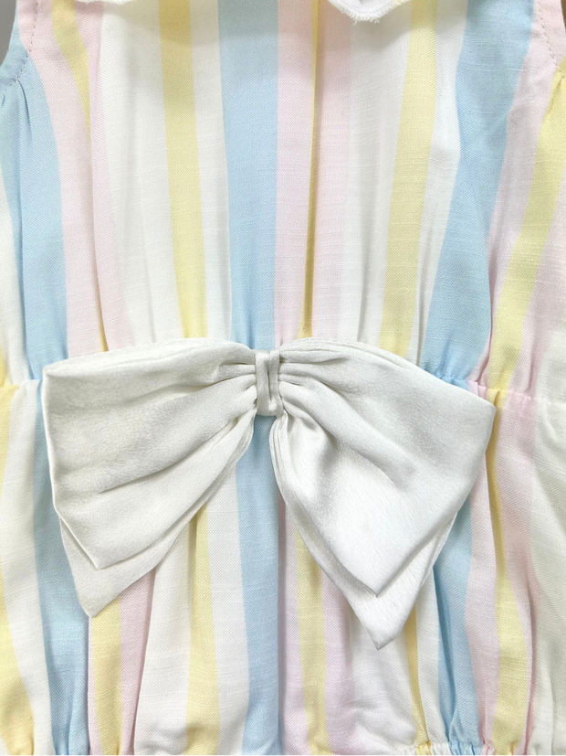 Caramelo Baby Girl Pastel Stripe Romper