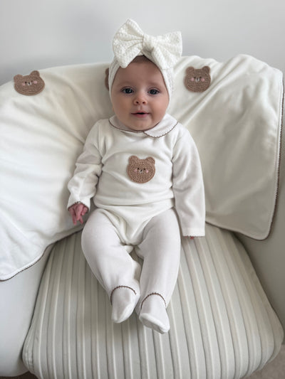 Deolinda Unisex White Bear  Babygrow (0M-9M)