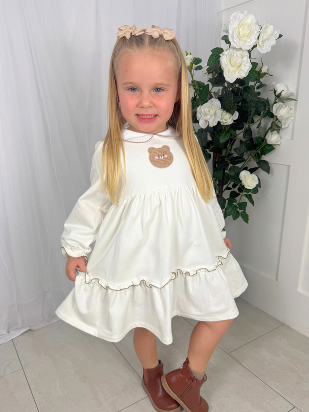 Deolinda Girl 'Teddy' Off White Dress (3M-4Y)