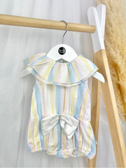 Caramelo Baby Girl Pastel Stripe Romper