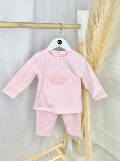 Baby Girl Pink Crown Outfit Set