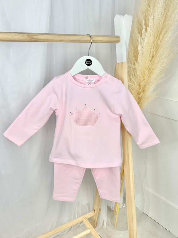 Baby Girl Pink Crown Outfit Set