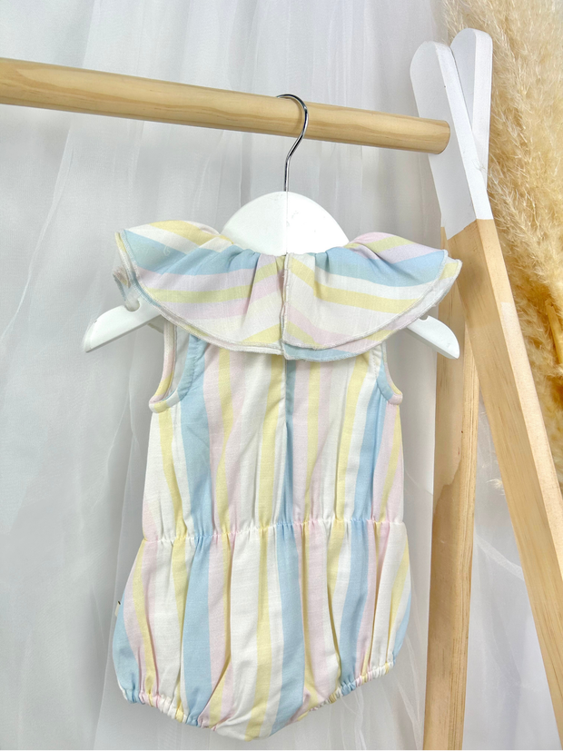 Caramelo Baby Girl Pastel Stripe Romper