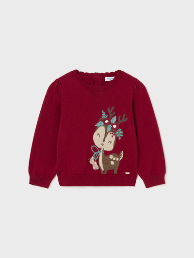 Mayoral Toddler Girl Knitted Reindeer Jumper