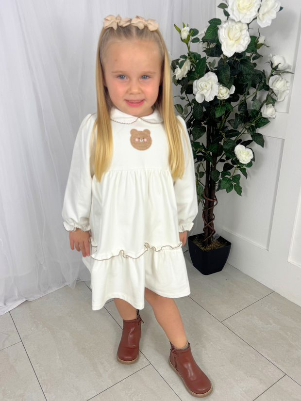 Deolinda Girl 'Teddy' Off White Dress (3M-4Y)