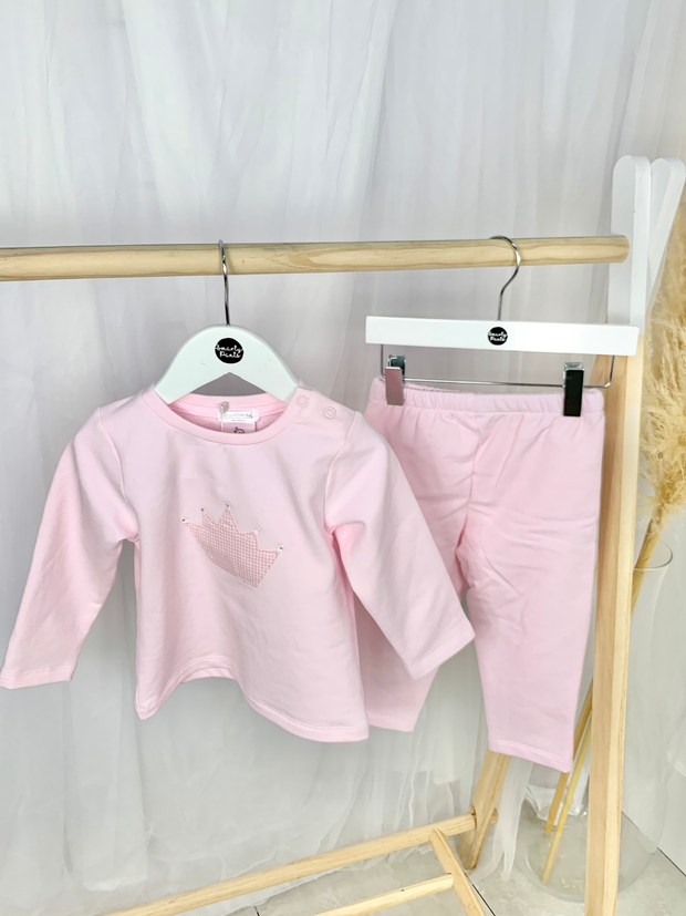 Baby Girl Pink Crown Outfit Set