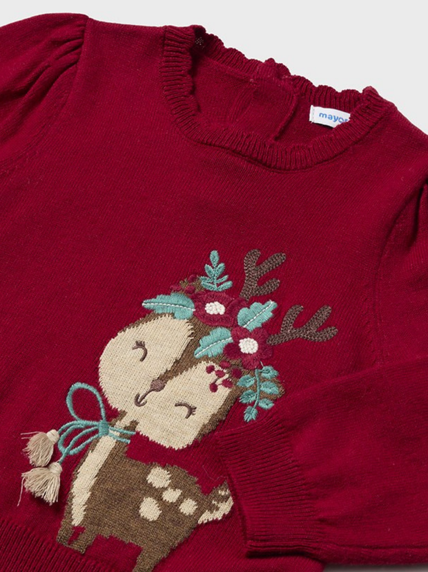 Mayoral Toddler Girl Knitted Reindeer Jumper