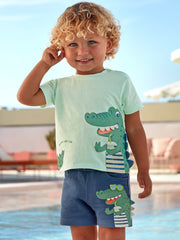 Mayoral Toddler Boy Navy Crocodile Shorts