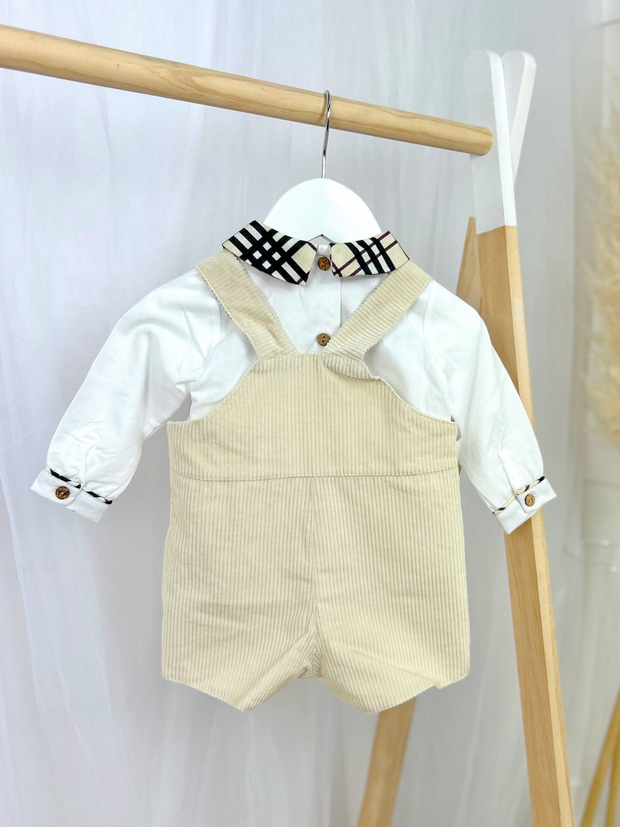 Deolinda Boys Cream Check Dungaree