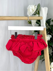Mintini Baby Girls Red Bow Bloomers Outfit Set (3M - 2Y)