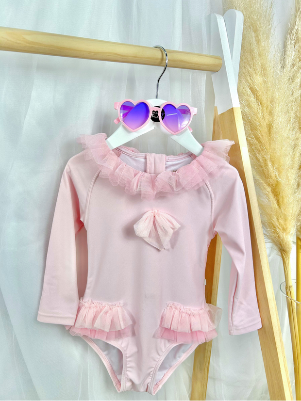 Caramelo Kids Long Sleeve Tulle Frill Swimsuit