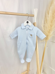 Baby Boy Teddy Zip Sleepsuit - 2 Colours