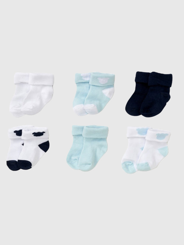 Baby Boy 6 Pack Blue Socks (0M-12M)
