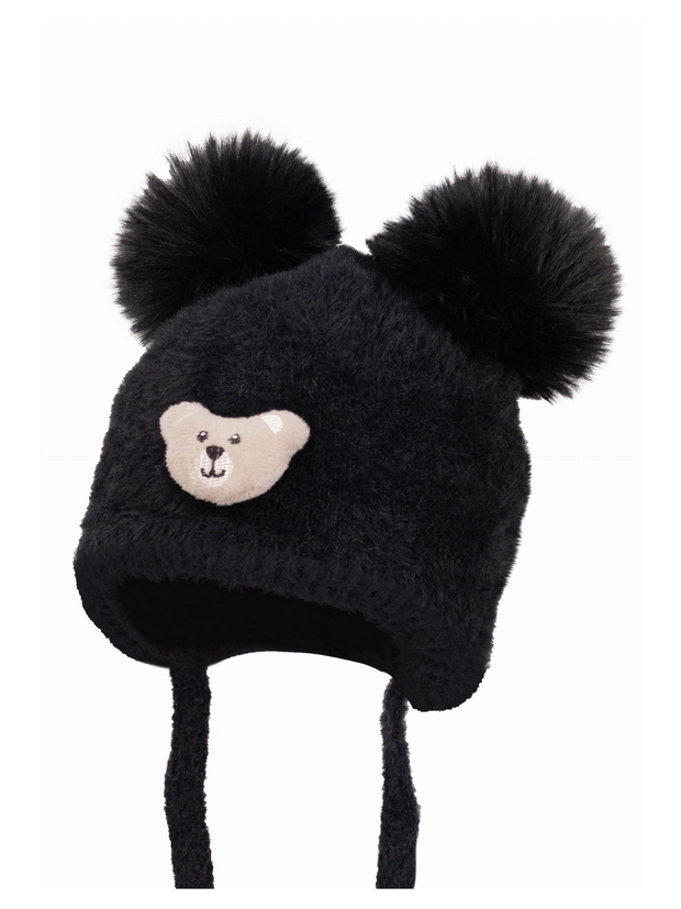 Eldar Teddy Motif Double Pom Pom Hat - 2 Colours