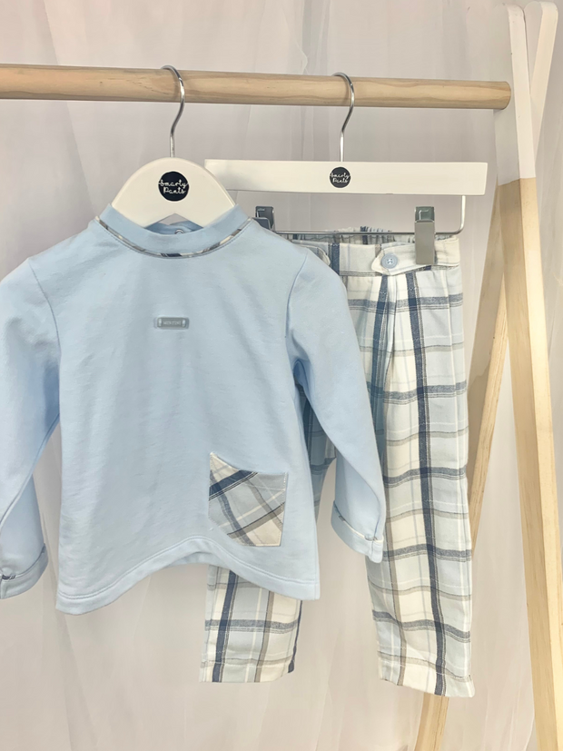 Mintini Toddler Boy Sweatshirt & Check Trouser Set