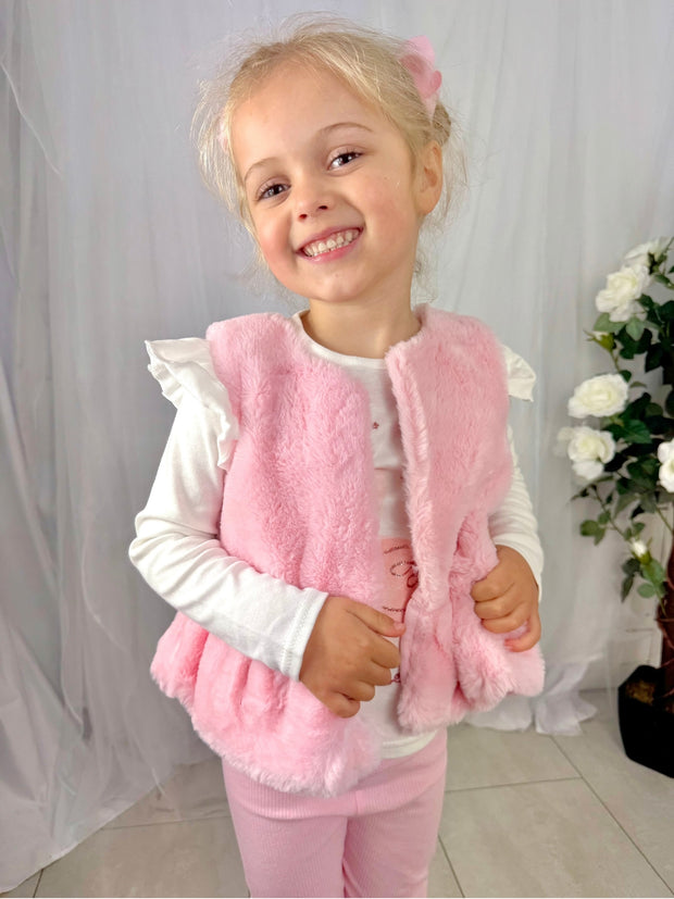 Girls 'Little Beauty' 3 Piece Gilet Outfit Set (12M-5Y)