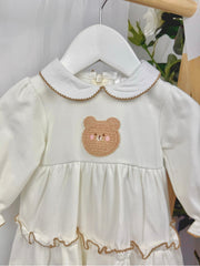 Deolinda Girl 'Teddy' Off White Dress (3M-4Y)