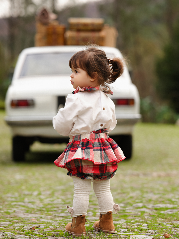 Deolinda Girls Checked Dungaree Romper (3M-24M)