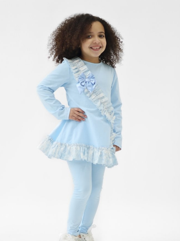 Girls 'Alba' Cross Ruffle Legging Set (18M - 9Y) - Blue