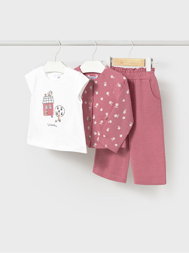 Mayoral Toddler Girl Pink 3 Piece Outfit Set