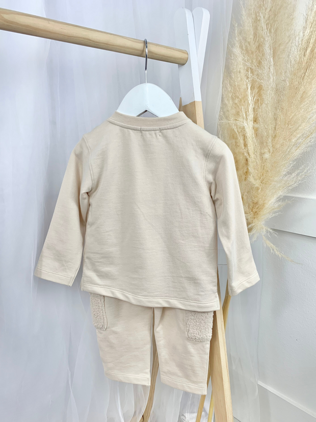 Mintini Beige Tracksuit With Fleece Pocket