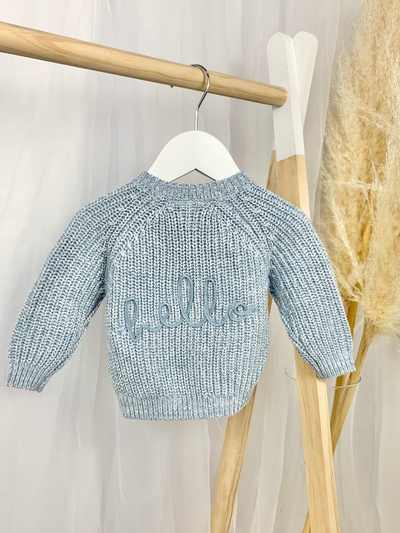 Baby Boy 'Hello' Blue Cardigan