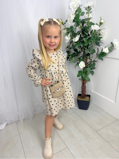 Mayoral Toddler Girl Beige Polka Dot Dress & Bag (12M-4Y)