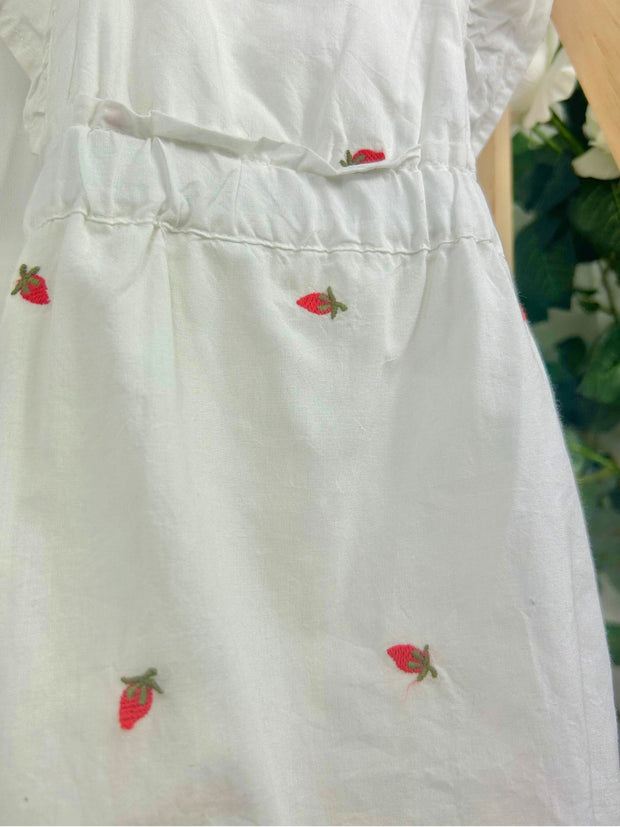 Name It Baby Girl Woven Organic Cotton Strawberries Romper