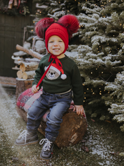 Green Knitted Santa Teddy Jumper