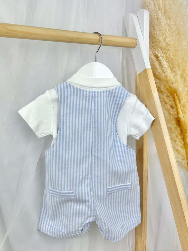 Mintini Baby Boy Blue Stripe Dungaree Set