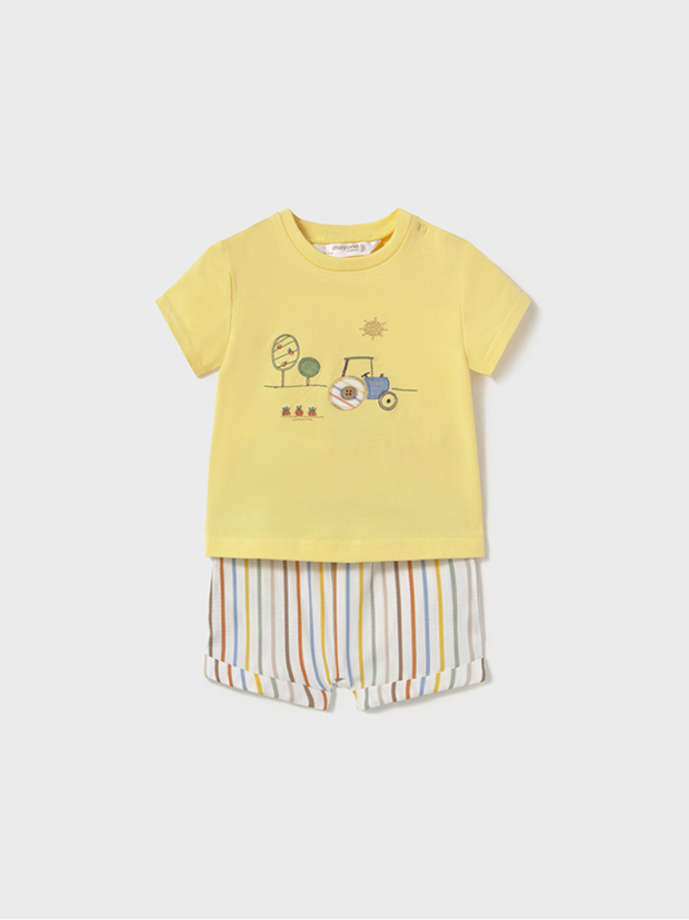 Mayoral Baby Boy Yellow Shorts Set With Tractor